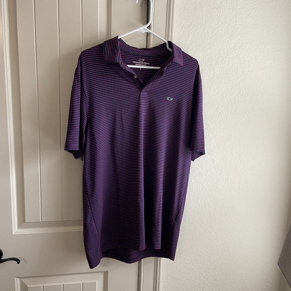 Vineyard Vines Large Red and Navy Polo